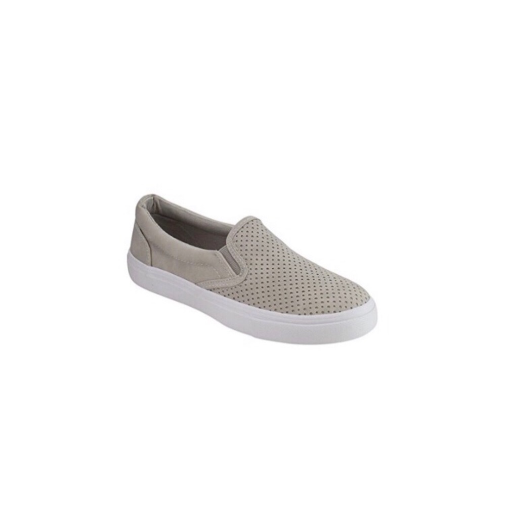 Gray Perforated Slip on Sneakers